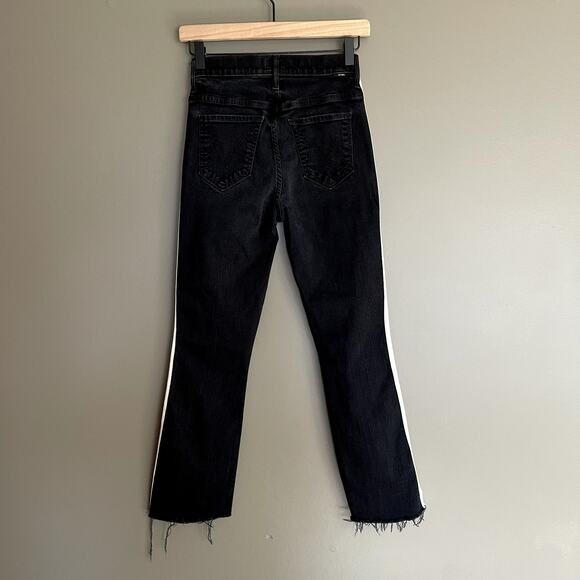 Mother Insider Crop Step Fray Jean in Guilty Racer Stripe Size 25 Black Bootcut - Picture 13 of 16